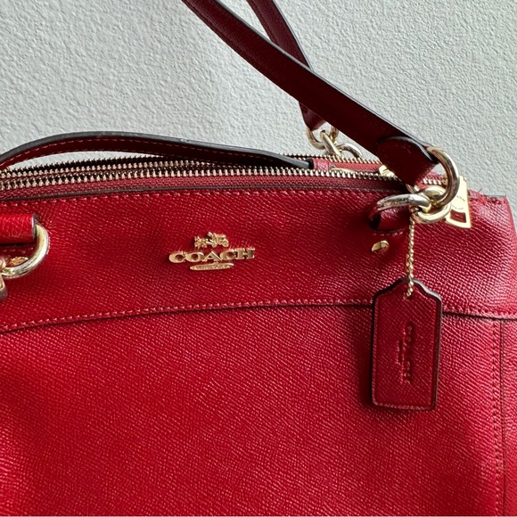Coach Brooke Carryall Red Crossgrain Leather Shoulder and Crossbody Purse - Picture 2 of 11
